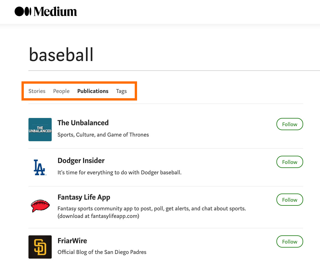 Searching Medium by relevant tags